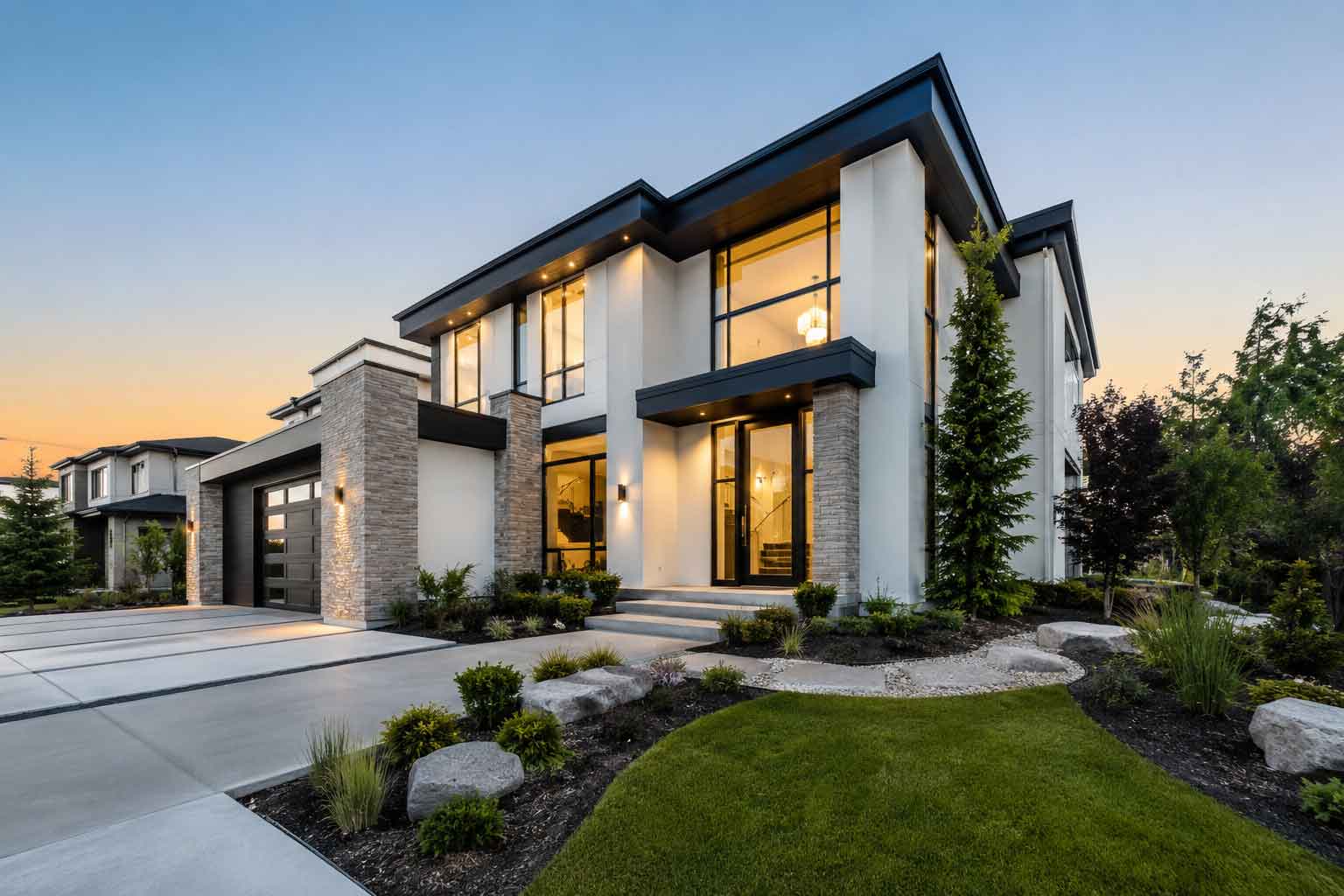 Maison contemporaine illustrant le principe du défi d’estimation immobilière